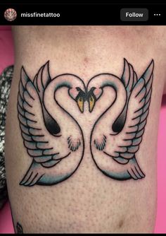 missfinetattoo Swan Tattoo, Back Tats, Red Ink, Nature Tattoos, American Traditional, Drawing Practice, Tattoos And Piercings, Tatting, Piercings