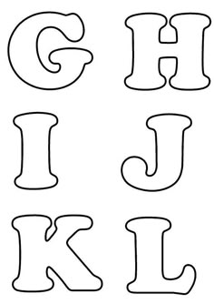 the letters g, j, and k are outlined in black ink