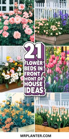 Image displaying eye-catching flower beds in front of house ideas for all types of homes. All Season Flower Bed, Flower Garden Ideas In Front Of House, Corner Flower Bed, Garden Flower Beds