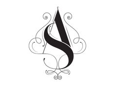 the letter s is made up of swirls and scrolls on a white background illustration