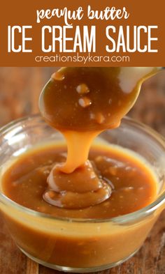 peanut butter ice cream sauce in a glass bowl