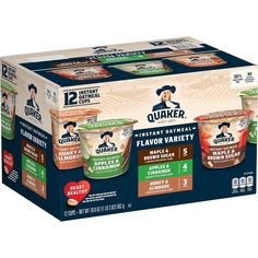 Quaker Instant Oatmeal Express Cups Variety Pack (1.68 oz. 12 pk.) - Cereal & Breakfast Foods - Quaker Instant Quaker Instant Oatmeal, Apple Brown Sugar, Quaker Oatmeal, Oatmeal Flavors, Honey Granola, Apples Cinnamon, Pokemon Bead, Hot Breakfast, Maple Brown