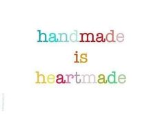 the words handmade is heartmade written in multicolored letters on a white background