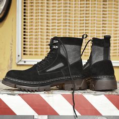 Color: Black,Khaki Closure Type: Lace-up Feature: Soft,Slip Resistant Size: US 10.5,US 8,US 9,US 10,US 11,US 7.5,US 8.5,US 6.5 Upper Material: Genuine Leather Outsole Material: Rubber Casual Martin Boots With Vibram Sole, Casual High Ankle Martin Boots With Vibram Sole, Fall Martin Boots With Steel Toe, Winter Lace-up Boots With Reinforced Closed Toe, Winter Work Boots With Reinforced Heel And Closed Toe, Black Rugged Lace-up Boots With Plain Toe, Outdoor Leather Martin Boots With Reinforced Heel, Black Combat Boots With Reinforced Toe For Fall, Black Combat Boots With Reinforced Heel For Outdoor