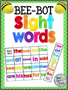 the bee - bot sight words game is shown