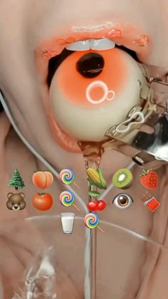 an image of the inside of a person's mouth with candy and candies on it