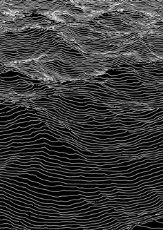 an abstract black and white photo of wavy lines in the ocean, as if they were floating on water