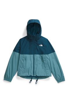 Rainy days have met their match with this hooded jacket that's breathable, lightweight and repels water and wind. 22" length (size Medium) Front zip closure Drawstring hood Stand collar Elastic cuffs Front zip pockets Seam sealed Waterproof PFC-free, durable water-repellent coating is free of per- and poly-fluorinated chemicals, some of which can be harmful to the environment 75-denier 88g/m² DryVent shell with PFC-free water-repellent finish Lined 100% nylon Machine wash, tumble dry Imported Womens Waterproof Jacket, The North Face Wind Jacket, Women Raincoat, Oversized Raincoat, Casual The North Face Windbreaker For Sports, Navy Sporty Windbreaker For Outdoor Activities, Navy Sporty Hooded Jacket For Outdoor Activities, Athleisure Windbreaker With Adjustable Hood For Hiking, Sporty Waterproof Windbreaker For Outdoor Activities