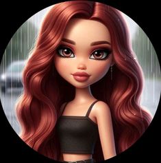 a cartoon girl with long red hair and big eyes