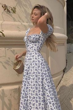 Floral Days Retro Side Slit Maxi Dress فستان زهري, Midi Dress Summer, Elegant Woman, Spring Outfit, Pretty Dresses, Pretty Outfits, Cute Dresses, Fashion Inspo Outfits