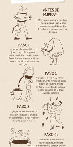 a poster with instructions on how to use the coffee machine in spanish and english language