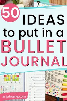 This is a list of 50 bullet journal ideas to put in your notebook #anjahome #bulletjournal Ideas For Bullet Journal, Bullet Journal Collections, Bullet Journal Contents, Empty Notebook, Journal Collection, Bullet Journel, Bujo Planner