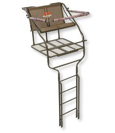 a metal ladder with a chair attached to it