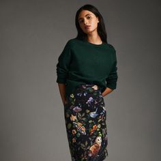 Printed Pencil Skirt | Nuuly Rent Flower Pencil Skirt Outfit, Brocade Pencil Skirt, Spring Skirt Outfits Work, Funky Office Outfits Women, Green Pencil Skirt For Workwear In Fall, Floral Pencil Skirt Outfit, Wrap Skirt Outfit, Pencil Skirt Outfits Casual, Velvet Pencil Skirt