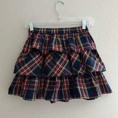 Nwot Crewcuts Plaid Ruffle Skirt Size L 10/11 Elastic Waist. 100% Cotton. Perfect For The Holidays. Excellent Condition. No Flaws Or Stains. Machine Washable Thank You For Stopping By ! Make An Offer ! Plaid Flannel Skirt, Flannel Skirt, Fiona Apple, Thrift Inspo, School Skirt, Dark Style, Work Skirts, Ruffled Skirt, Downtown Girl