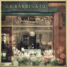 the front window of dr harris & co