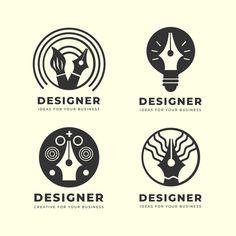 four different logos with the words designer, idea for your business