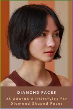 See the best hairstyles and haircuts for diamond-shaped faces that do excellent face contouring. Learn hair stylists’ tricks to highlight the winning aspects of your diamond face. Diamond Shaped Face Haircut, Diamond Face Haircut, Chin Bob, Diamond Face Shape Hairstyles, Diamond Face Hairstyle, Haircut For Face Shape, Chin Length Haircuts, Famous Hairstyles, French Bob