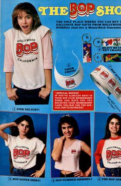 an advertisement for the pop shop featuring two women wearing t - shirts