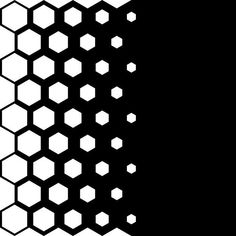 an abstract black and white pattern with hexagons