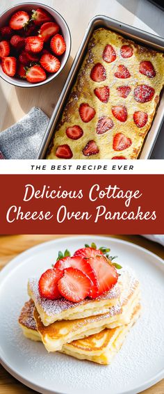 Image for Delicious Cottage Cheese Oven Pancakes Baked Cottage Cheese Pancakes, Brunch High Protein, Easy Healthy Sweet Breakfast Ideas, High Protein Breakfast Using Cottage Cheese, Breakfasts With Cottage Cheese, Protein German Pancakes, Filling Easy Breakfast, Breakfast Ideas Light, Healthy Pancake Meal Prep