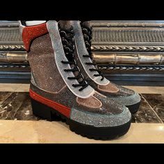 Super Hot New Rhinestone Boots Size 7!!! Few Stones Missing But I Think Very Unnoticeable!! See Photos Rhinestone Boots, Moto Boots, Size 7, Womens Sizes, Women Shoes, Boots, Women Shopping, Black, Color