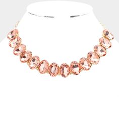 Peach Oval Stone Pageant Necklace | Evening Necklace Necklace Evening, Peach Necklace, Evening Necklace, Necklace Size, Oval Stone, Necklace Sizes, Lowest Price, Apparel Accessories, On Sale