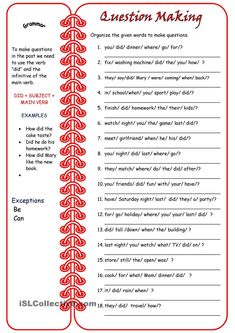 the question sheet for an english speaking activity