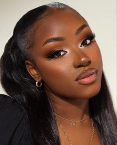 Nice Glam Makeup, Wedding Guest Makeup Black Women, Natural Full Face Makeup, Makeup Inspo Black Women, Natural Soft Glam Makeup Black Women, Nude Makeup Black Women, Nigerian Makeup, Graduation Cartoon, Full Glam Makeup