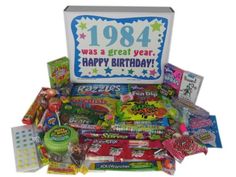 a birthday box filled with candy and candies