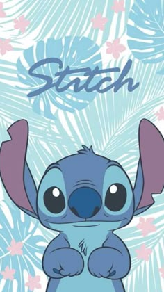 a cartoon character with the name stitch on it