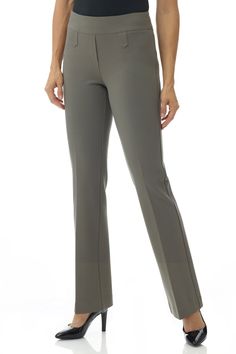 Who says that the businesswoman lifestyle is not active? These pull-on dress pants from our Secret Figure collection are your trusted companions as you squat down to deal with problems, stretch between projects, and jump into business meetings. We call them office yoga pants. The tummy control panel helps you look your stunning best while you work through a busy day, right till the after-hour parties. You’ll love pairing these pants with almost everything, from a formal shirt to a casual colorfu Edgy Office, Office Yoga, Bootcut Pants, Yoga Pant, Casual Work Outfits, Work Outfits Women, Office Outfits, Pull On Pants, Straight Pants