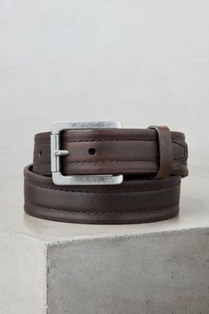 The Parker American Bison Leather belt is the essential accessory that creates a big effect. For starters, there's the genuine American bison leather that's rich with natural undertones, giving this robust belt plenty of depth. Its tapered-tip design features a heavy contrast stitch, and the detachable antique silver plated roller buckle and keeper for a cool rustic effect. And a full-grain leather gives this premium belt a pliable thickness for a comfort fit and a great looking belt that lasts. Bison Leather, American Bison, American Spirit, Belt Style, Leather Care, Contrast Stitch, Military Fashion, Belt Size, Full Grain Leather