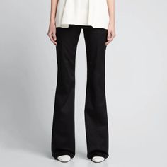 Proenza Schouler White Label, Cotton Twill Bootcut, Black Pant. Never Worn Before - Just Slightly Too Short In Length For Me At 5’10. Us Size 6 Although Works For Between Sizes 4-6 Tailored Flare Black Pants, Tailored Black Flare Pants, Black Tailored Flare Pants, Black Flare Wide Leg Pants For Office, Black Flare Dress Pants For Evening, Chic Black Flared Dress Pants, Black Flare Dress Pants For Night Out, Formal Black Flare Bottoms, Elegant Black Flare Bottoms