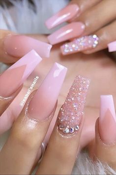 Light Pink Acrylic Nails, Light Pink Nails, Summer Acrylic Nails