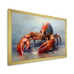 a painting of a red crab on the beach