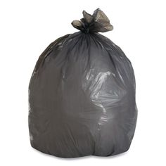 a large black trash bag on a white background