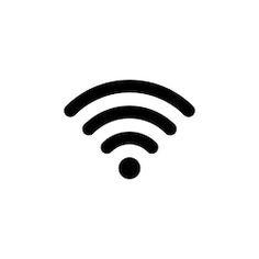 the wifi symbol is shown in black on a white background, it appears to be an icon