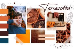 a collage of different colors and pictures with the words terracotta on it