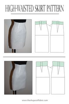 the front and back view of a skirt pattern