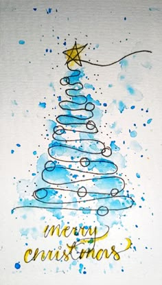 a watercolor drawing of a christmas tree