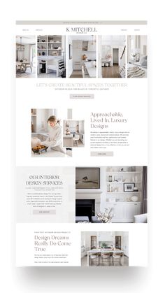 the homepage design is clean and modern, with all white furniture in it's interior