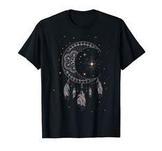 a black t - shirt with an image of a crescent and stars in the sky