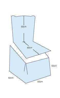 an image of a blue chair with measurements