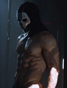 a man in a black mask is holding his hands on his hips