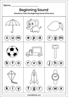 the beginning sound worksheet for preschool