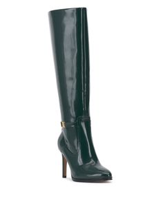 Make a stylish statement even when the temperatures drop with the Skylie boot. This leather knee high features gold-toned accents and skinny stilettos that command attention as you strut by. Extra Wide Calf Boots, Mallard Green, Vince Camuto Boots, Chic Leather, Wide Calf Boots, Wide Calf, Mallard, Boot Shop, Boot Shoes Women