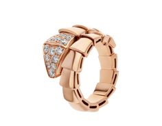 Serpenti Viper Rose gold Ring 345206 | Bvlgari Coil Ring, Bvlgari Serpenti, 18k Gold Bracelet, 18k Gold Necklace, Rose Gold Diamond Ring