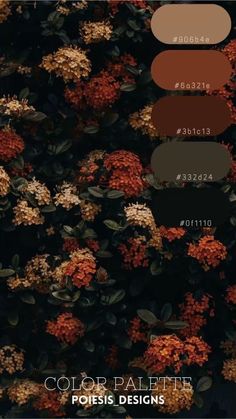 the color palette is brown, black, and white with some orange flowers on it