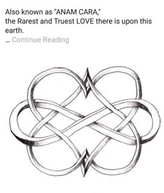 an image of a celtic knot in the shape of a heart with words above it